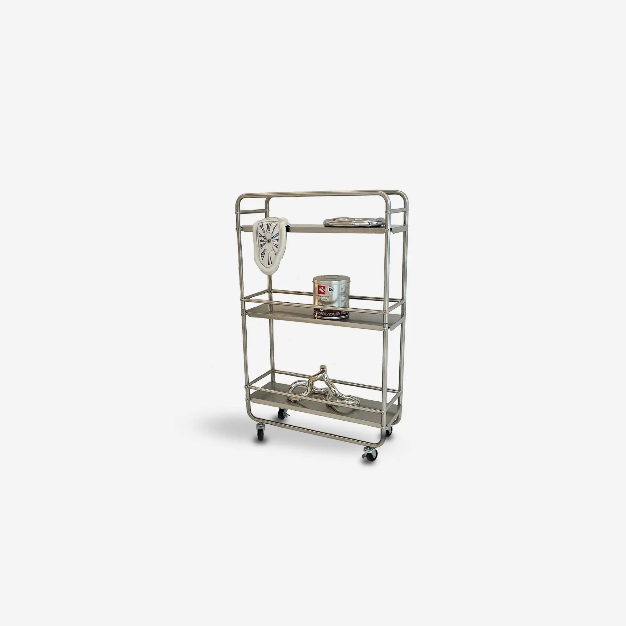 Mid-century stainless steel movable trolley