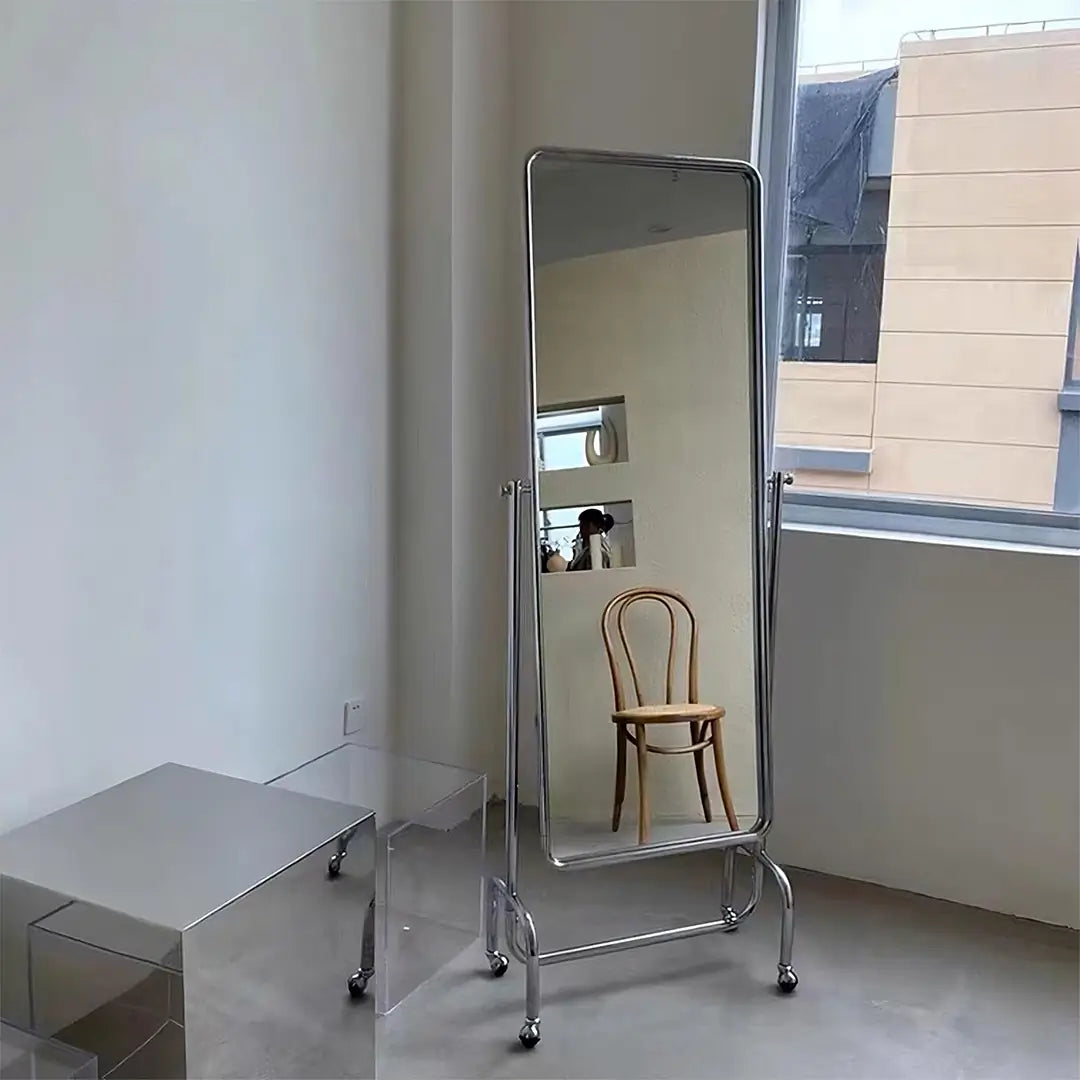 Movable full-length mirror stand
