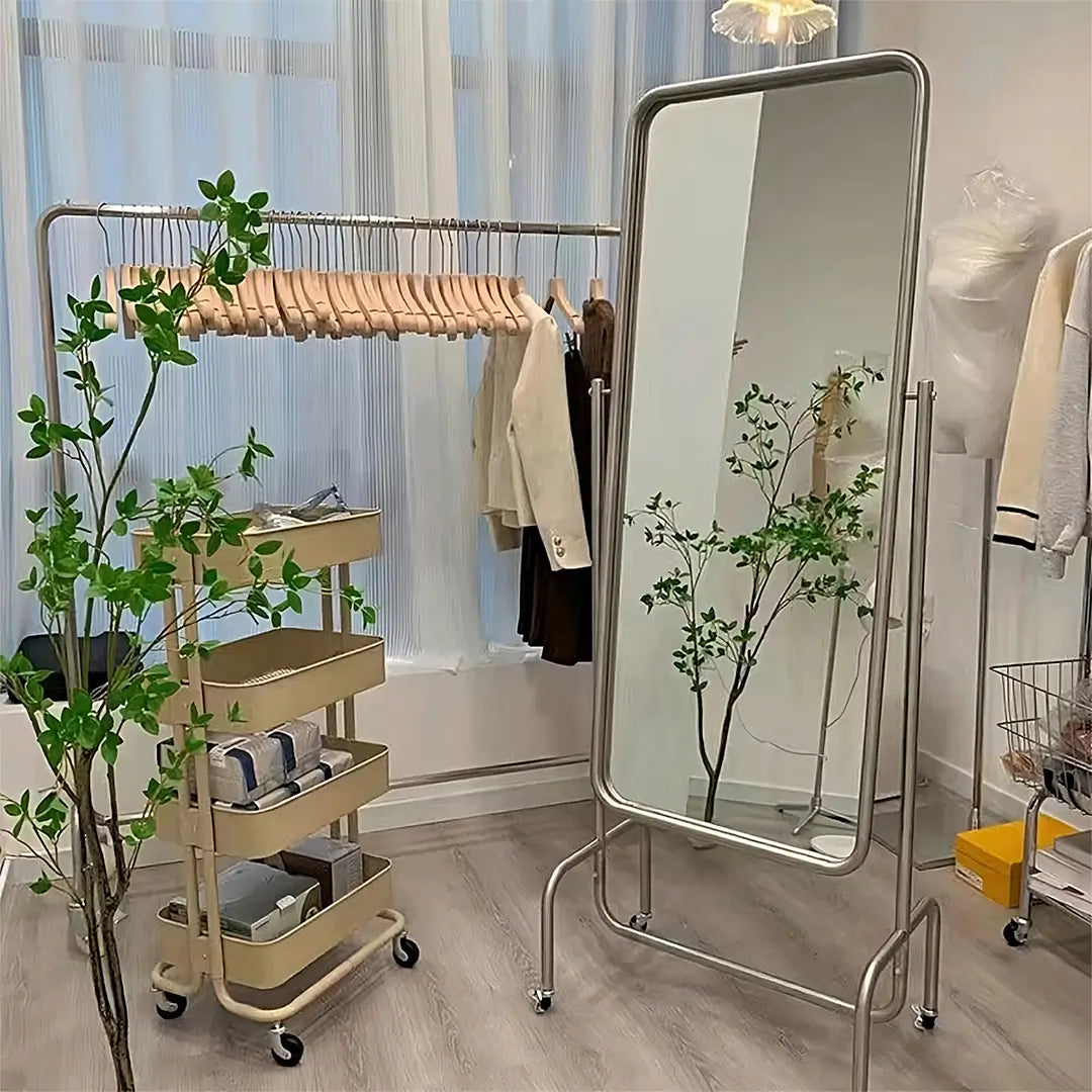 Movable full-length mirror stand