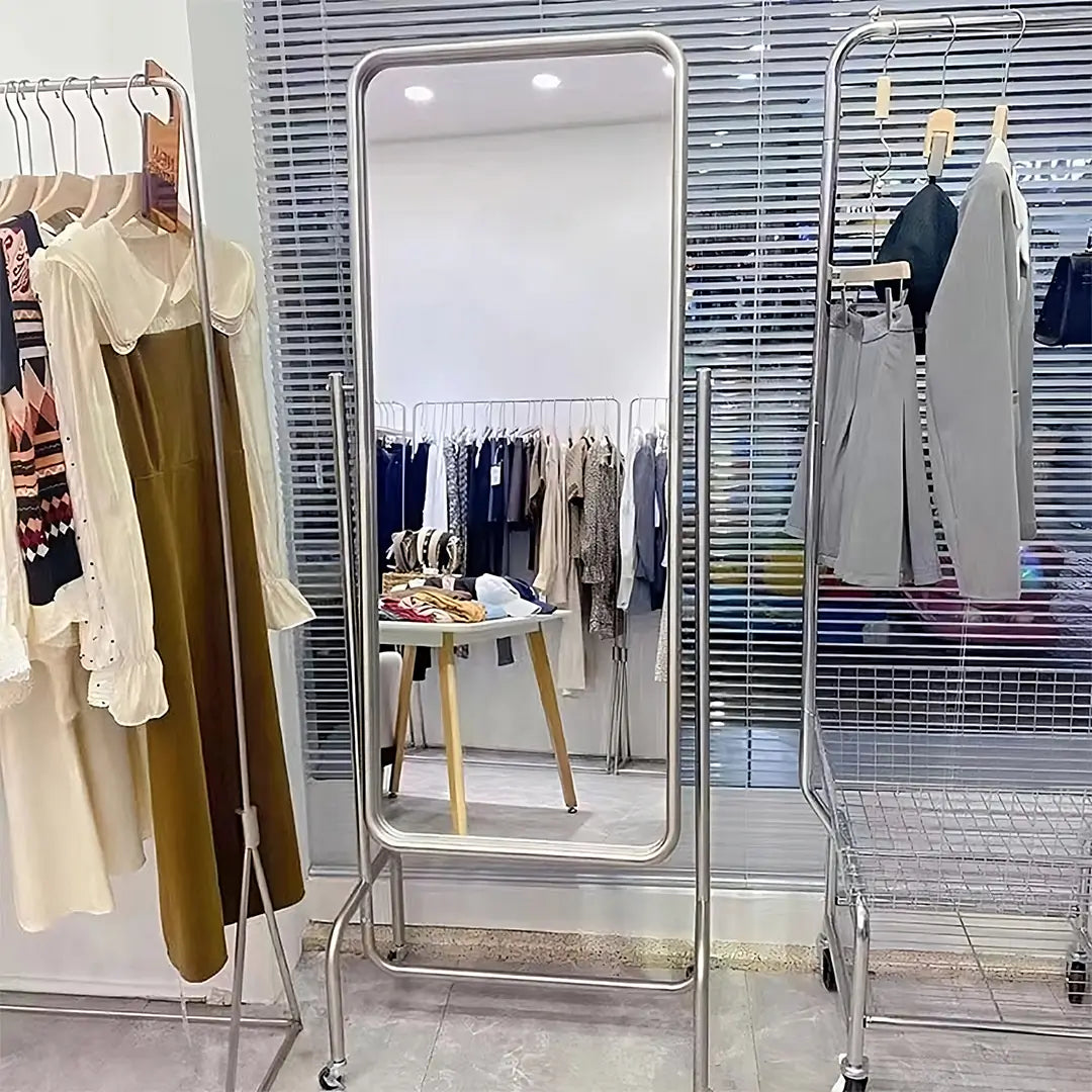 Movable full-length mirror stand