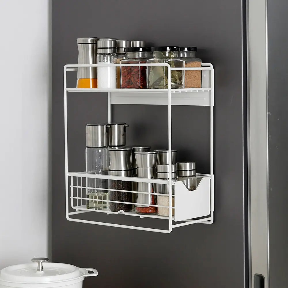 Slim magnetic shelf 2-tier