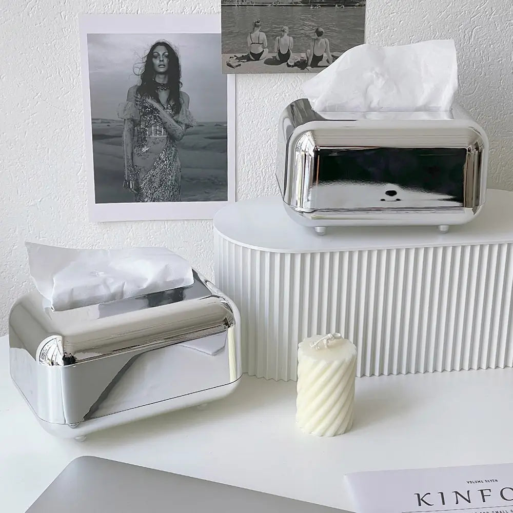 Modern chrome tissue box