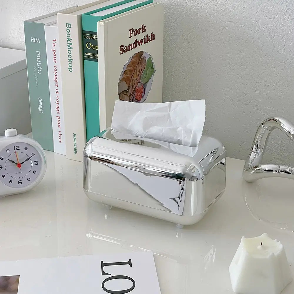 Modern chrome tissue box