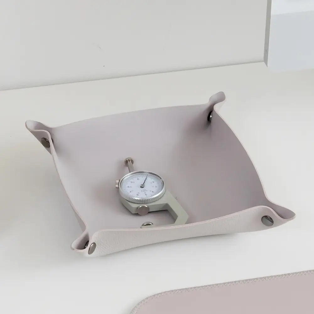 Square Rounded Leather Tray