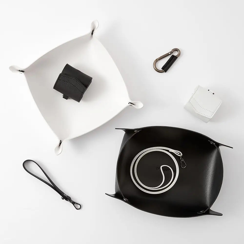 Square Rounded Leather Tray