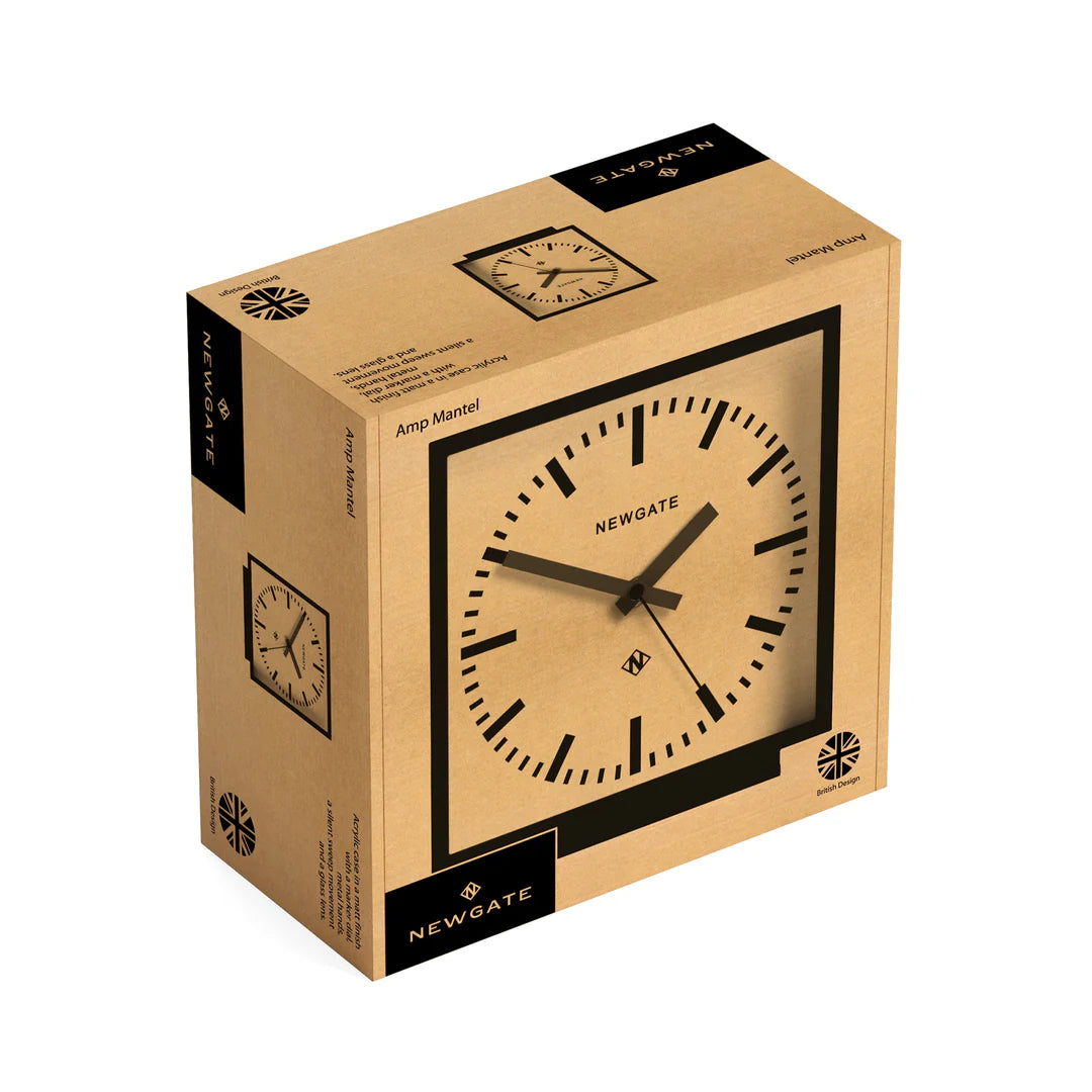 Newgate Amp mantel clock in black with Red hands