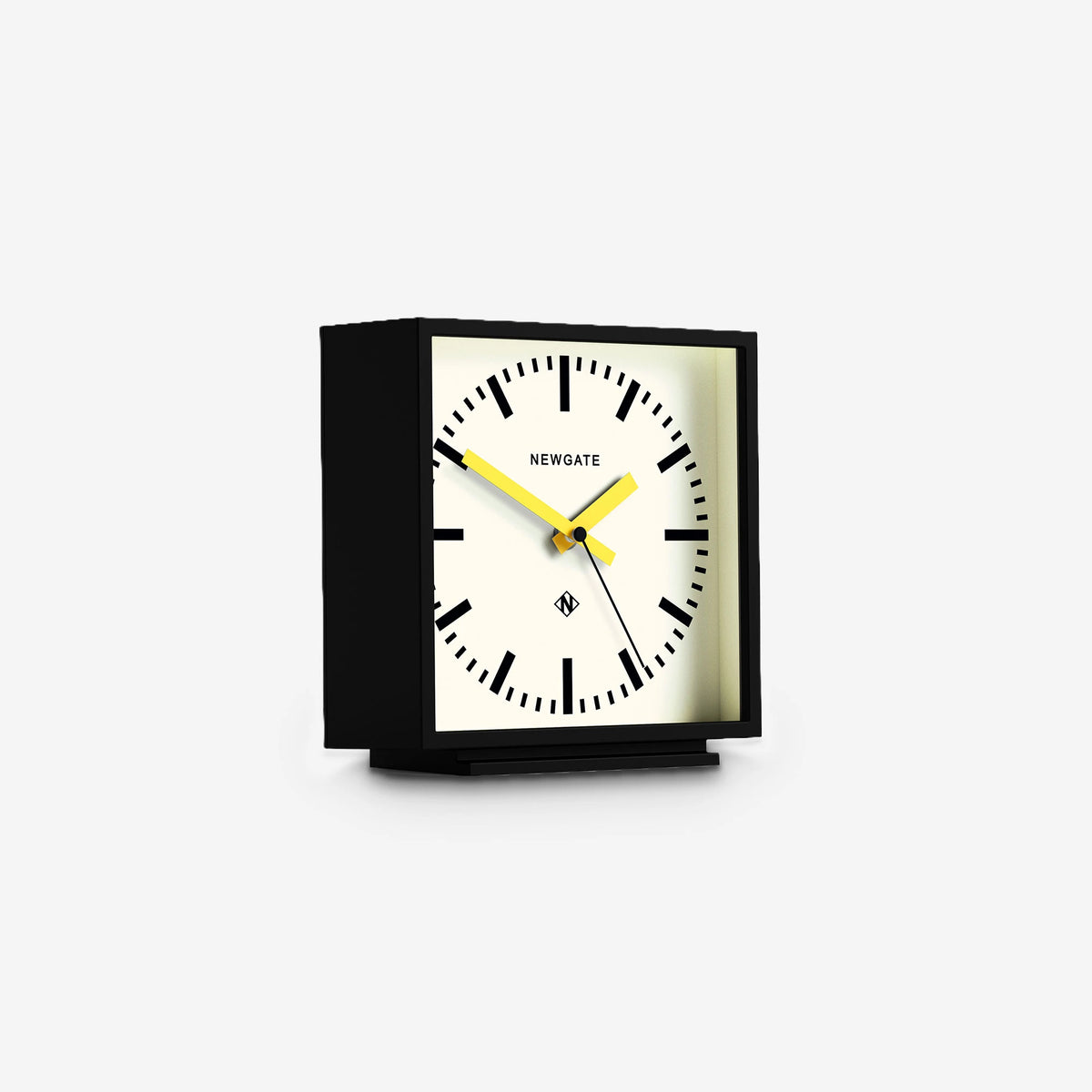 Newgate Amp mantel clock in black with Yellow hands