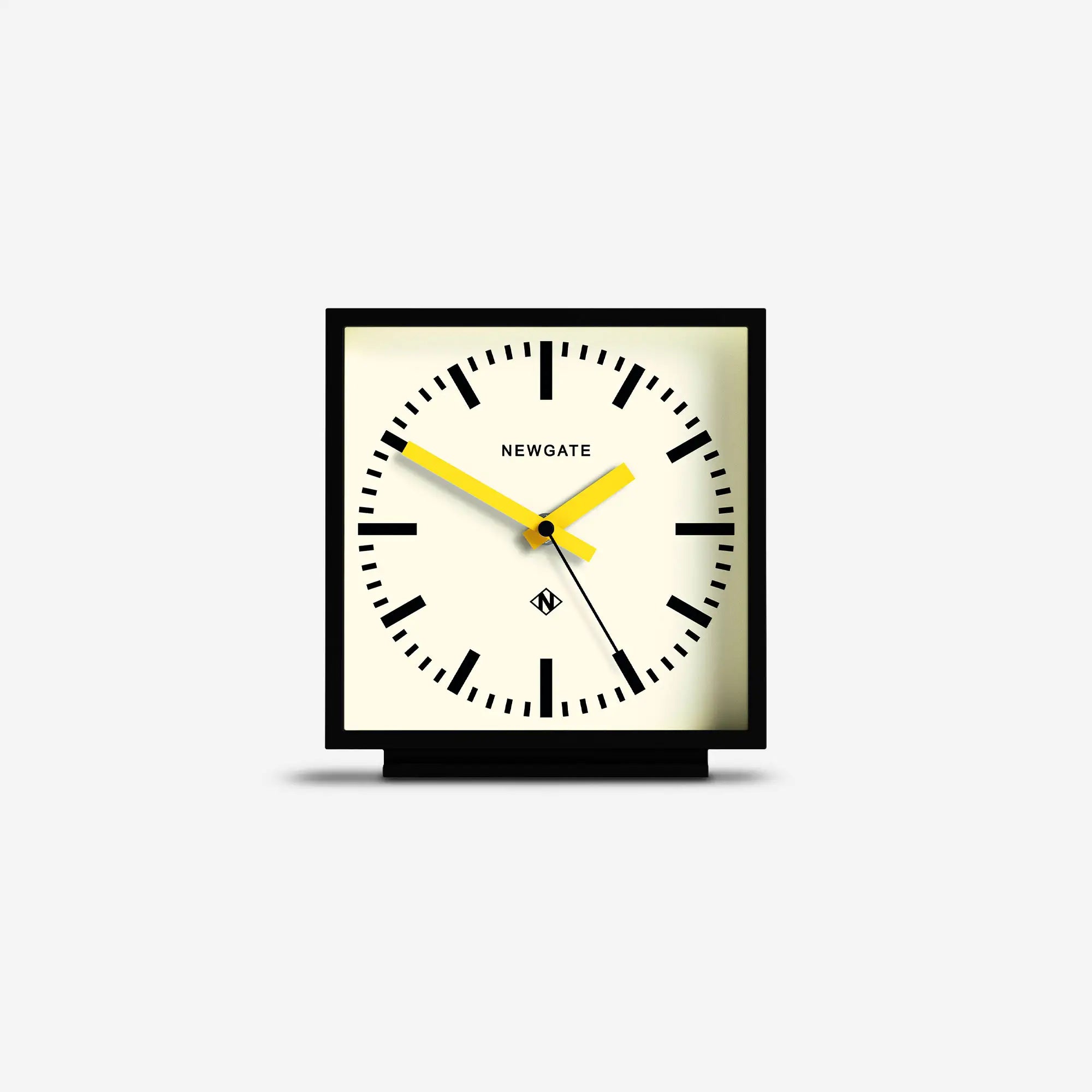 Newgate Amp mantel clock in black with Yellow hands
