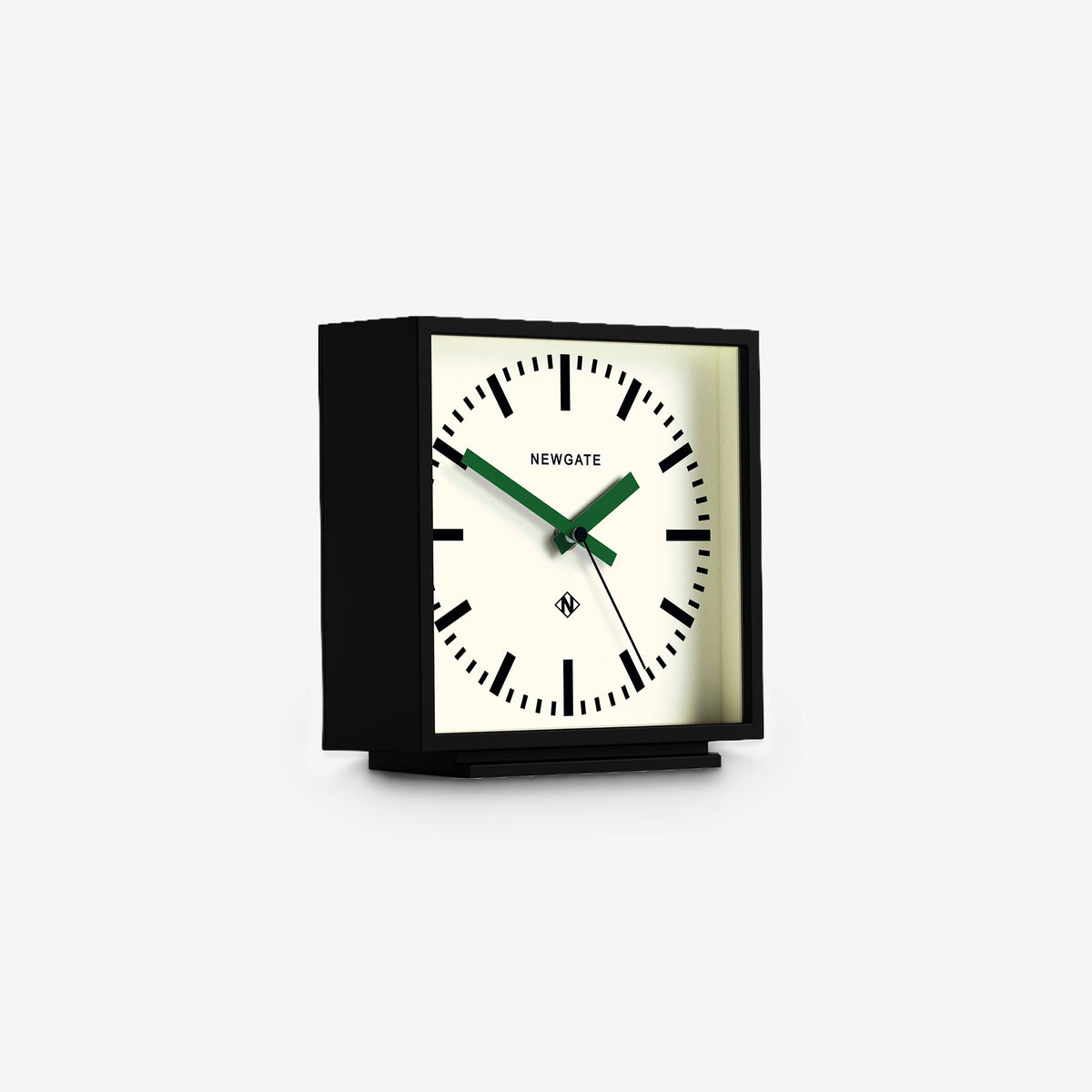 Newgate Amp mantel clock in black with Green hands