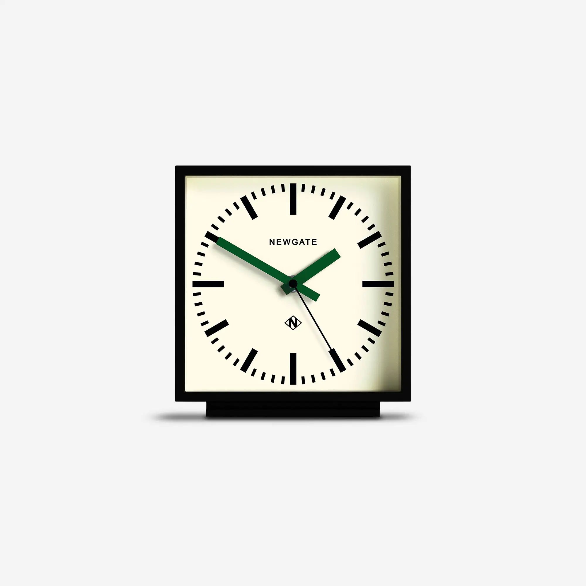 Newgate Amp mantel clock in black with Green hands