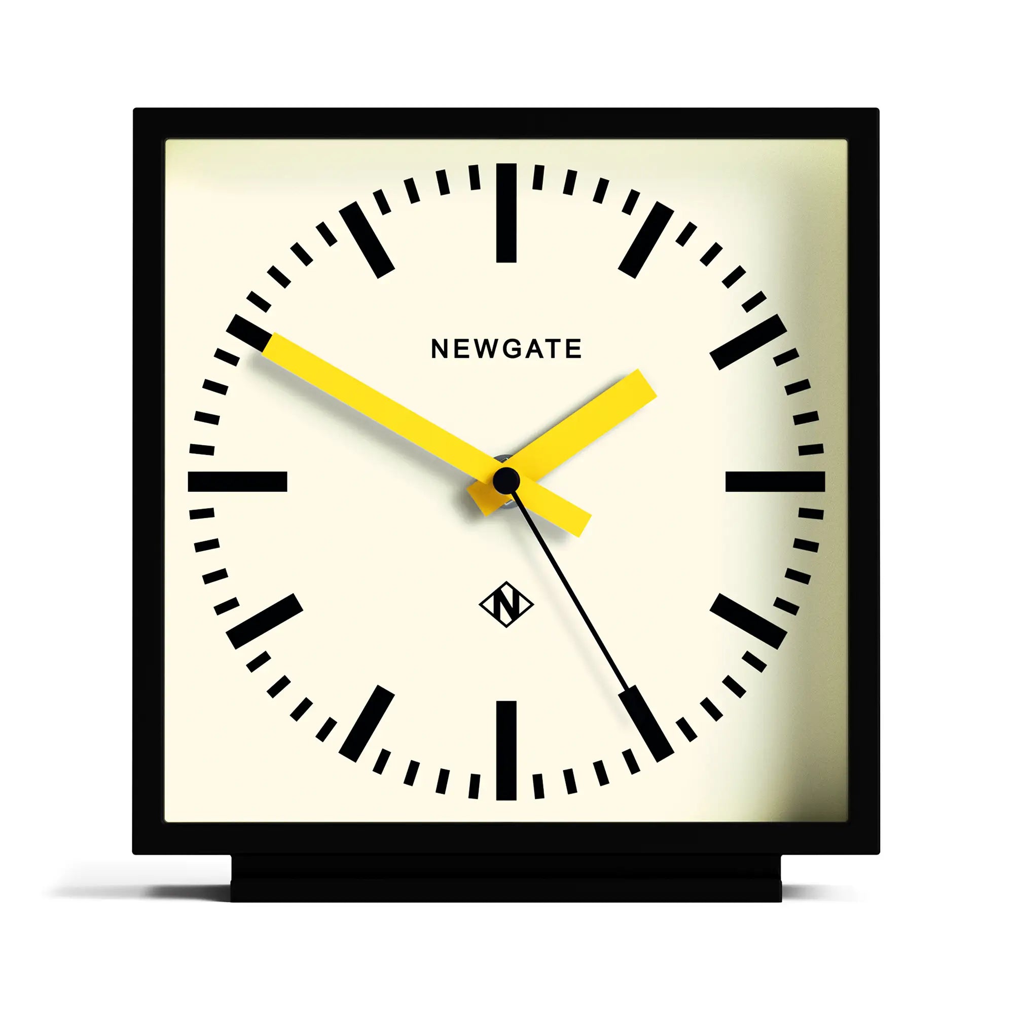 Newgate Amp mantel clock in black with Yellow hands