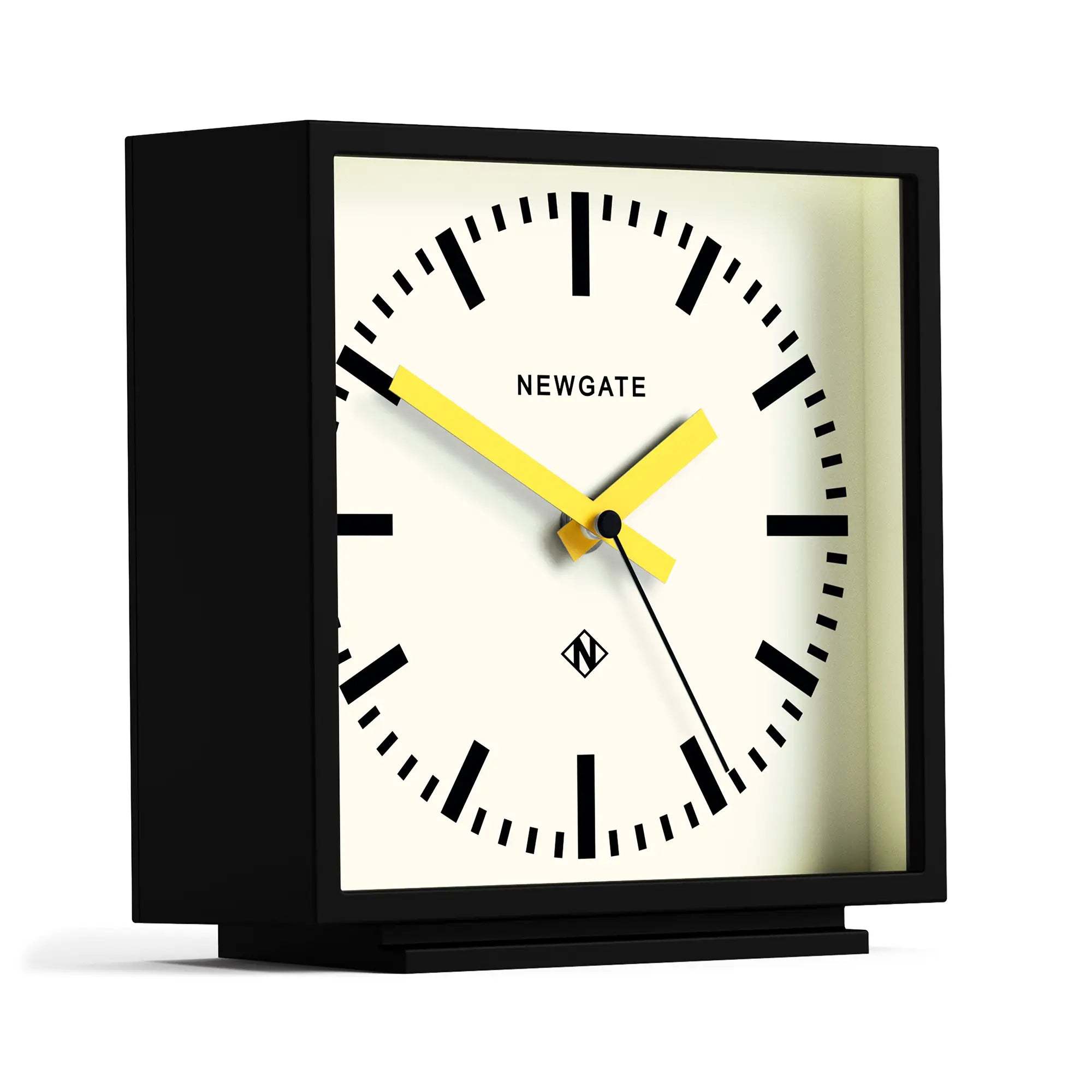 Newgate Amp mantel clock in black with Yellow hands