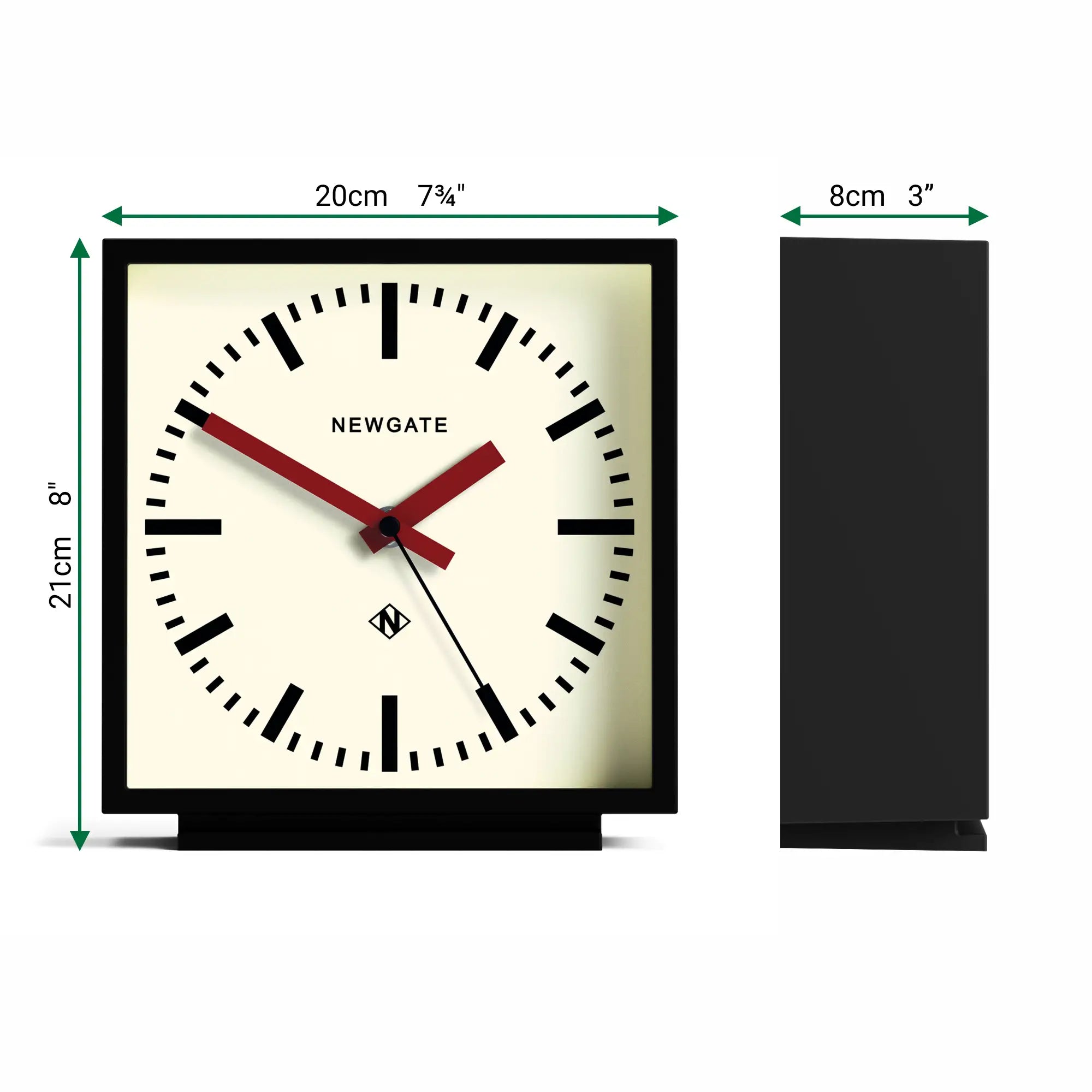 Newgate Amp mantel clock in black with Red hands