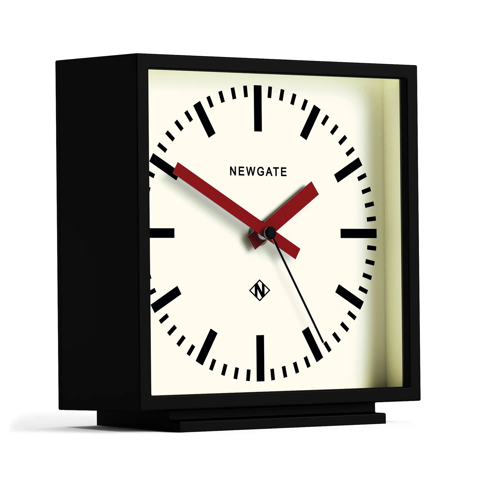 Newgate Amp mantel clock in black with Red hands