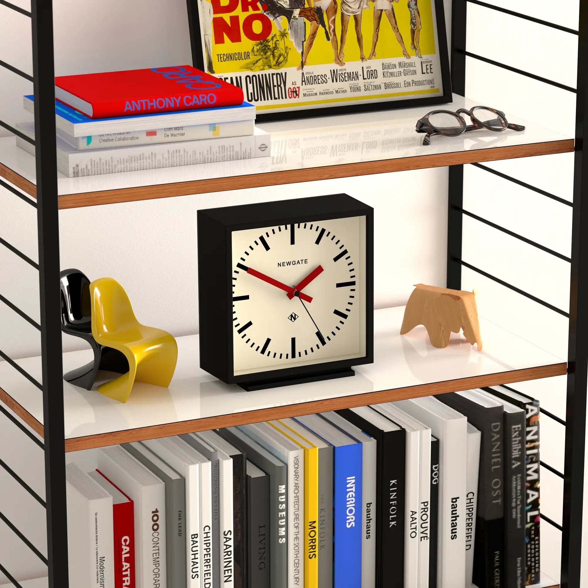 Newgate Amp mantel clock in black with Red hands