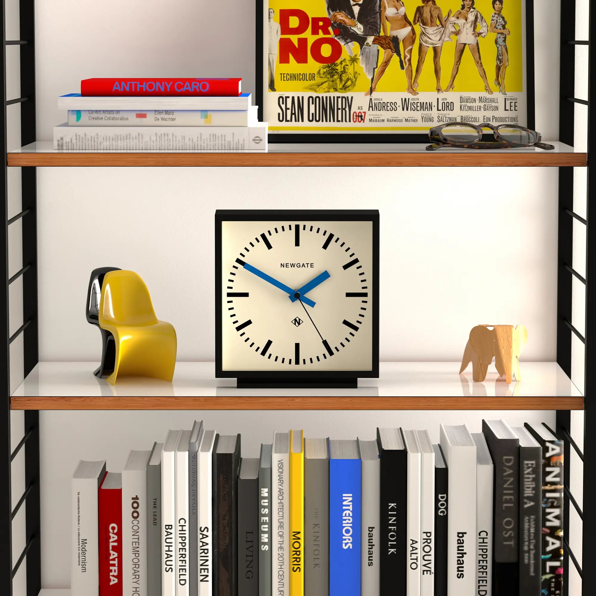 Newgate Amp mantel clock in black with Blue hands