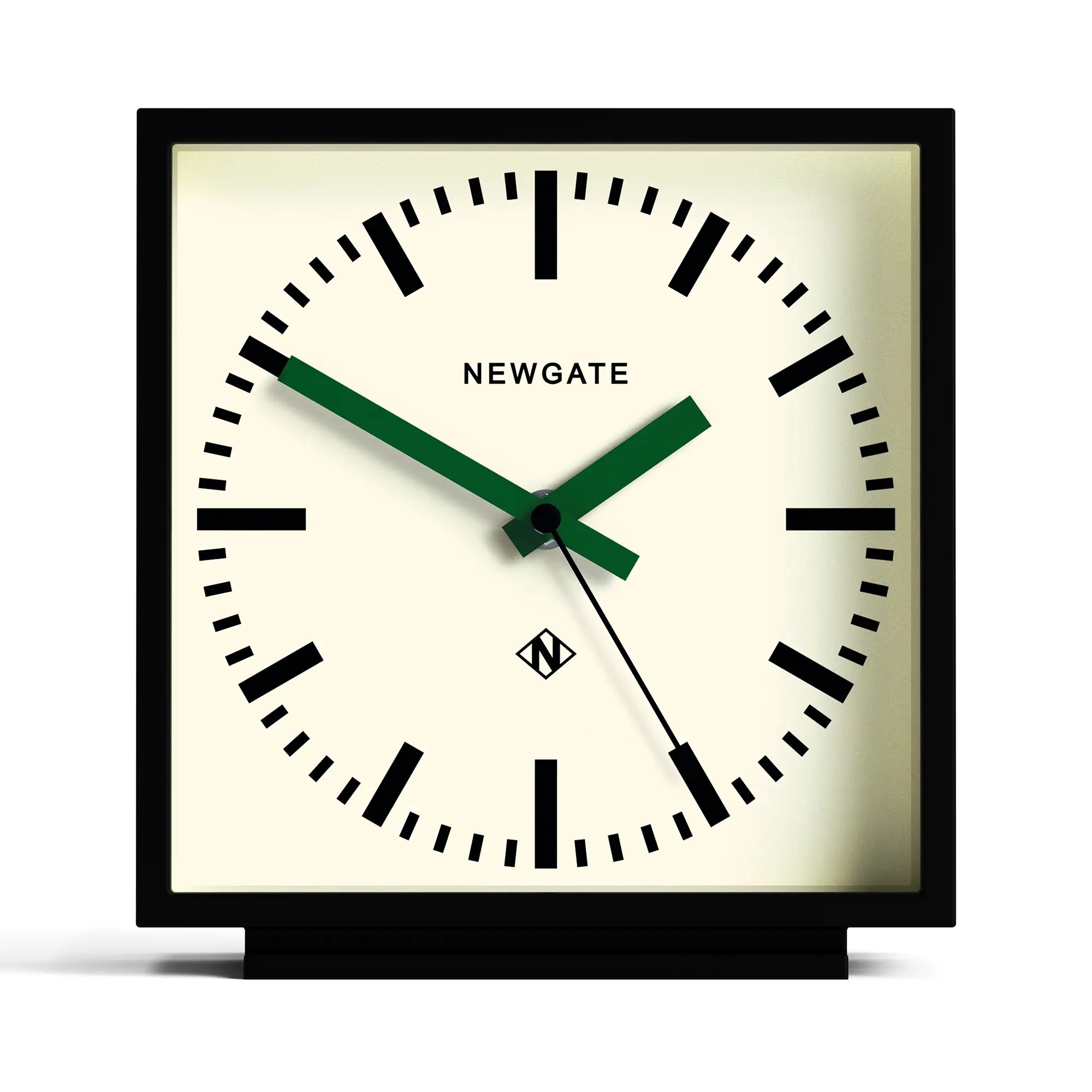 Newgate Amp mantel clock in black with Green hands