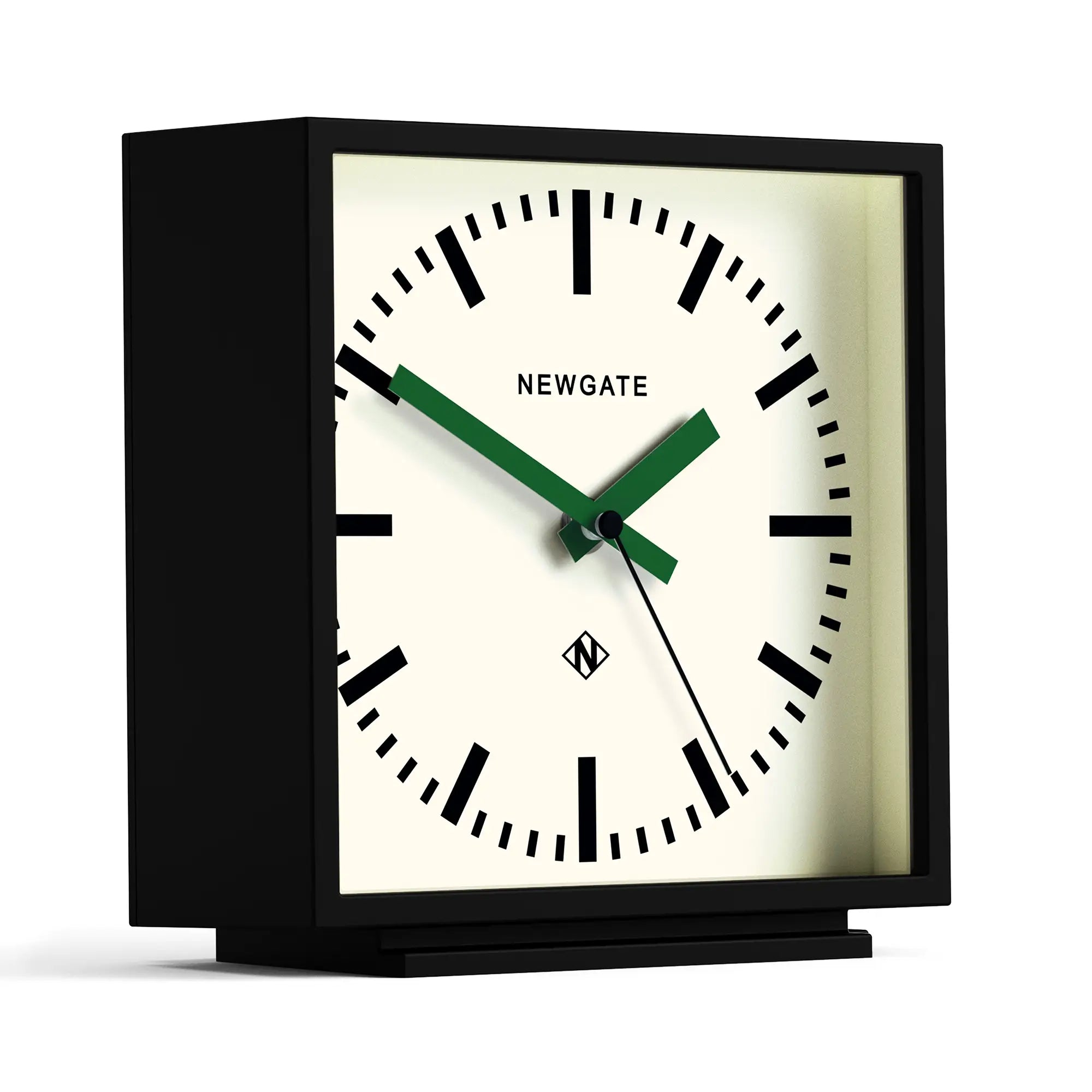 Newgate Amp mantel clock in black with Green hands