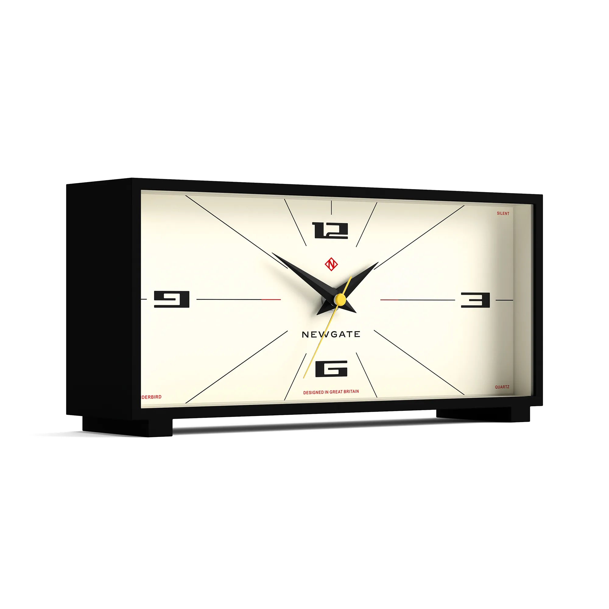 Newgate Thunderbird Mantel Clock in Black and Cream