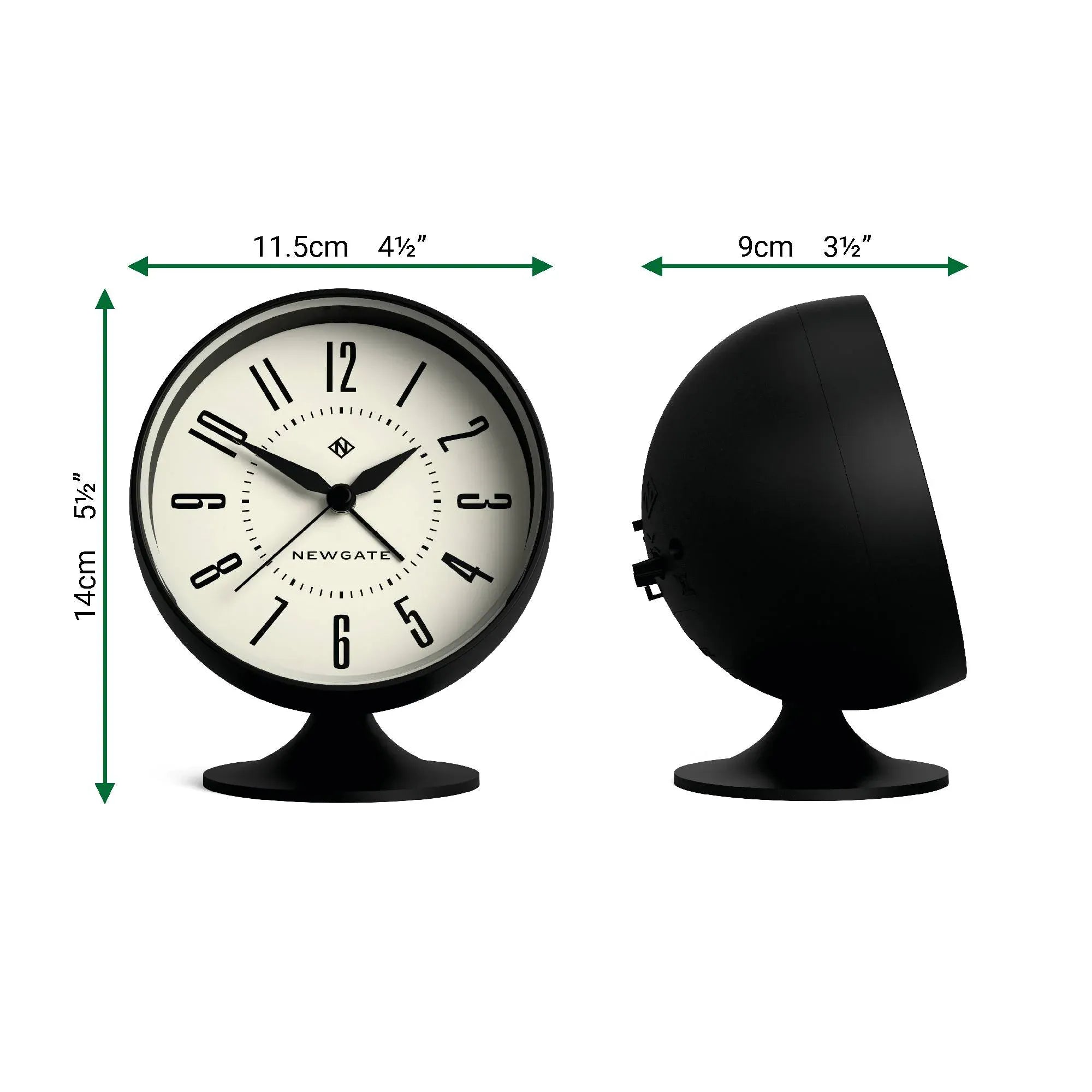 Newgate Spheric alarm clock in black