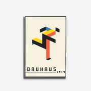 バウハウスの三原色で描かれた「走る人」の抽象アートポスター Running Bauhaus