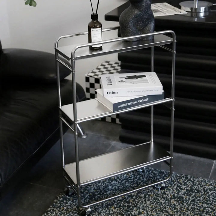 Mid-century stainless steel movable trolley