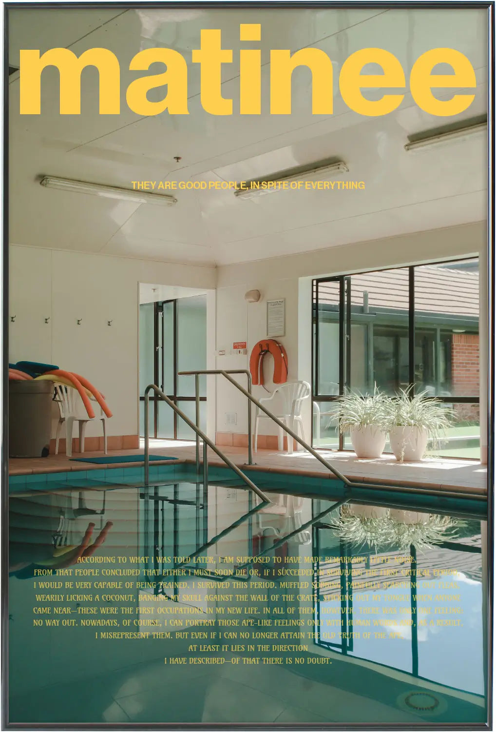 ブラックフレームに収められた「Matinee」ポスター。洗練された構図と落ち着いた色彩が際立つモダンアートポスター。