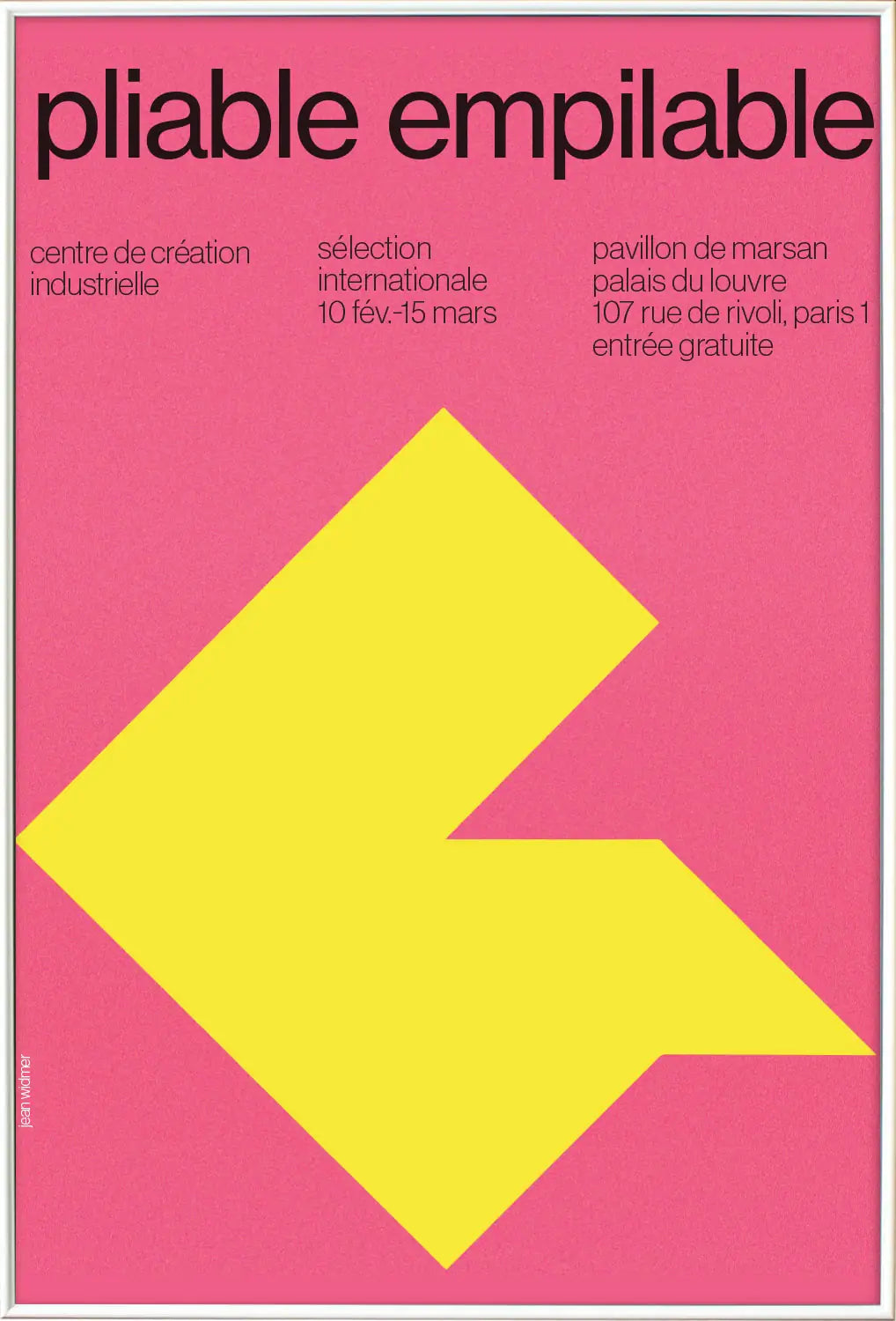 ホワイトフレームに収められた「Pliable Empilable」ポスター。構造的でミニマルなデザインが際立つモダンアートポスター。