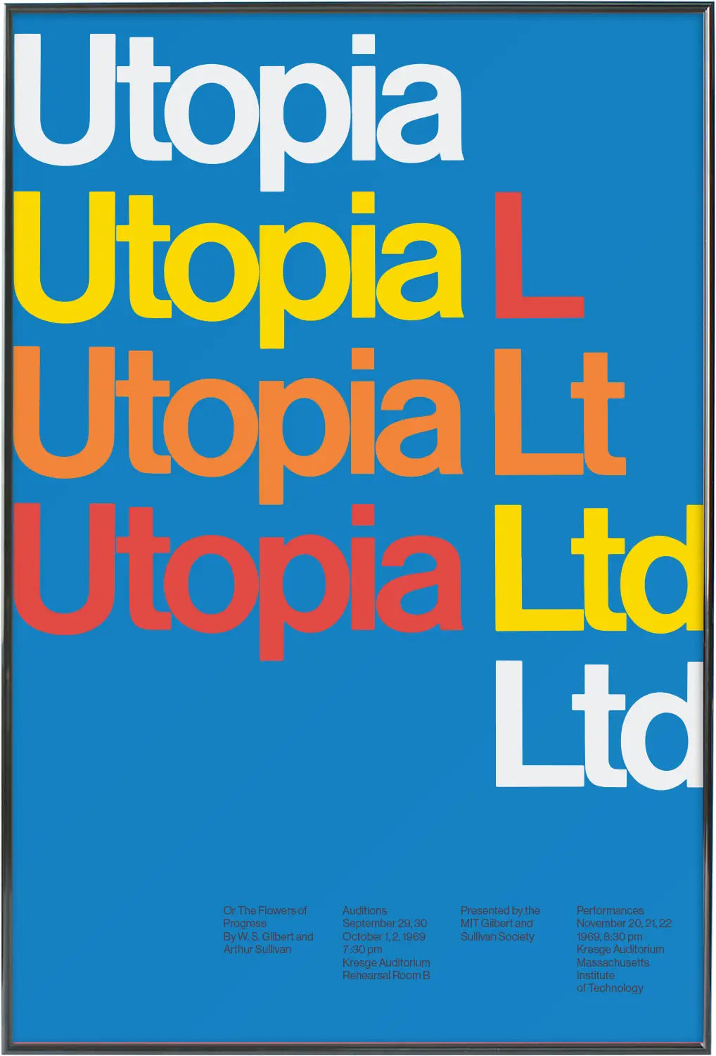 Utopia タイポグラフィ グラフィックポスター black frame